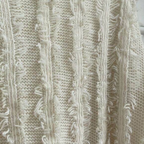 REVOLVE J.O.A LA Angora Blend Fringed Crew Neck Chunky Knit Sweater Cream XS - Picture 6 of 9